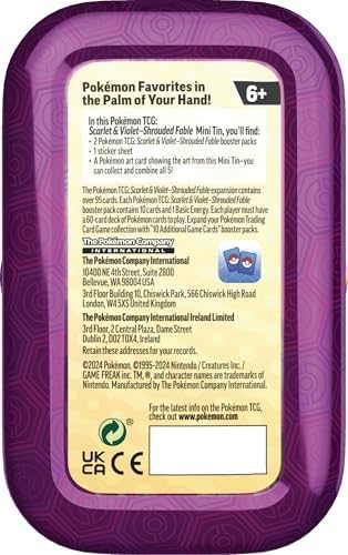 Pokemon TCG Scarlet Violet-Shrouded Fable Mini Tin - Fezandipiti 2 Booster Packs 1