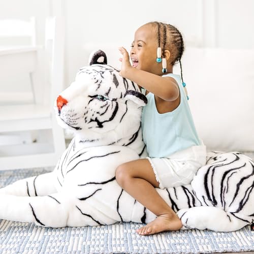 Melissa & Doug Melissa Doug Giant Siberian White Tiger - Lifelike Stuffed Animal over 5 feet long - Extra Large Plush