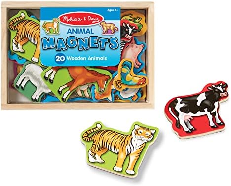 Melissa & Doug Melissa Doug 20 Wooden Animal Magnets in a Box Cute Animal Fridge Magnets