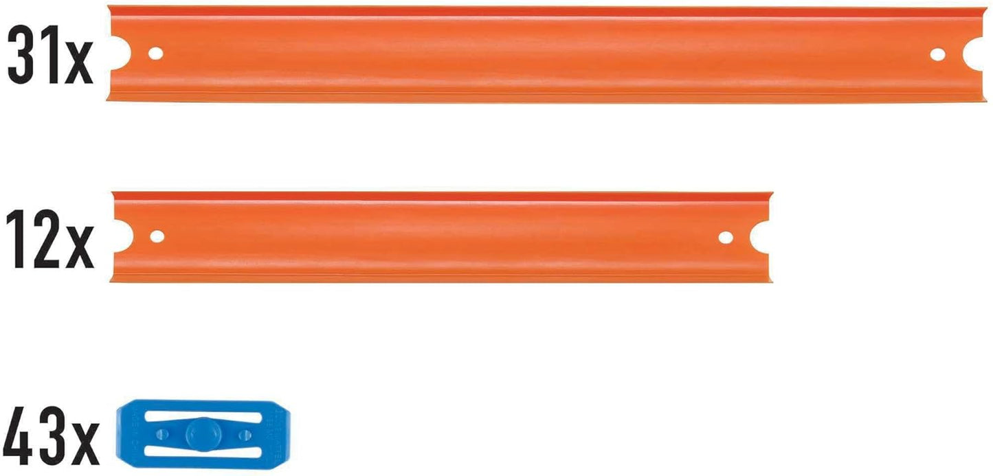 Hot Wheels Toy Car Mega Track Set Pack 87 Component Building Parts for 40-ft of Track 164 Scale Vehicle