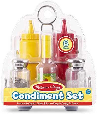 Melissa & Doug Melissa Doug Condiments Set 6 pcs - Play Food Stainless Steel Caddy