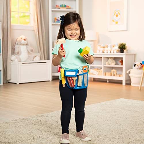 Melissa & Doug Melissa Doug Deluxe Tool Belt Set - 5 Wooden Tools 8 Building Pieces