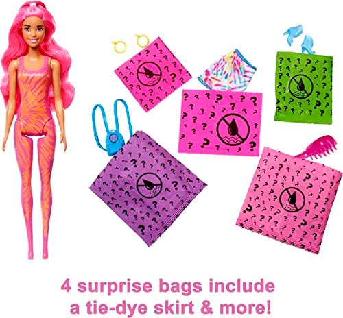 Barbie Color Reveal Doll Neon Tie-Dye Series 7 Surprises 1 Doll Styles May Vary