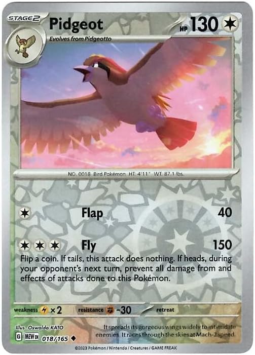 Pokemon - Pidgeot 018165 - Pokemon 151 - Reverse Foil - Single Card