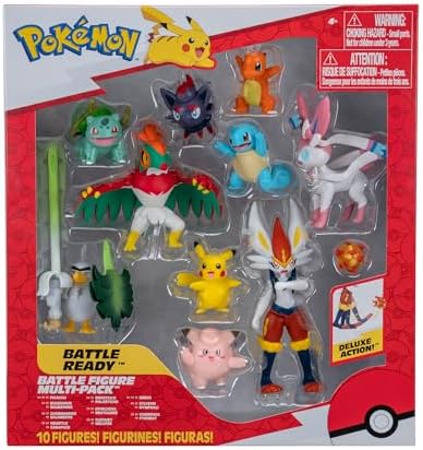 Pokemon Battle Figure 10 Pack - One 4.5-Inch Cinderace Figure Plus Three 3-Inch and Six