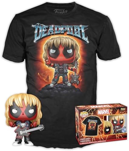 Funko Pop Toy Figure - Deadpool - Breezy Cave 91 - Deadpool - T-Shirt - Clothes with Collectable Vinyl Figure