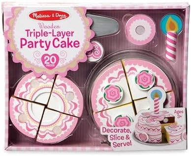 Melissa & Doug Melissa Doug Triple-Layer Party Cake Wooden Play Food Set - Birthday Cake