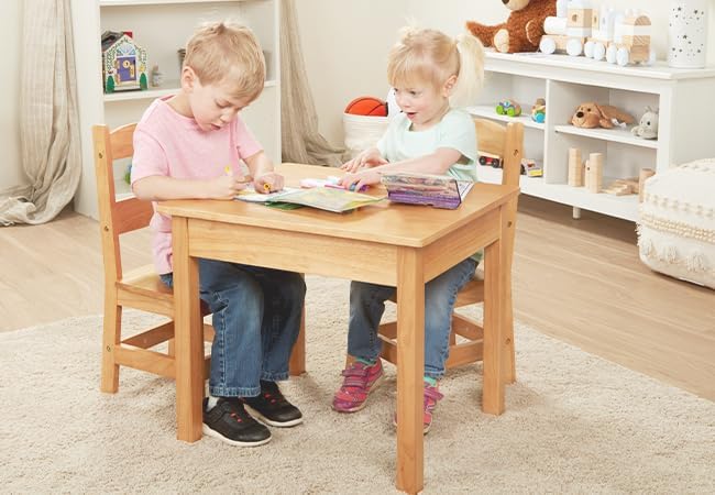 Melissa & Doug Melissa Doug Solid Wood Table and 2 Chairs Set - Light Finish Furniture