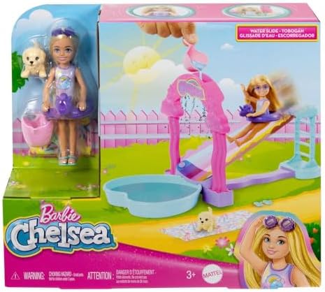 Barbie HTK39 Rainbow Water Slide Set with Chelsea Doll