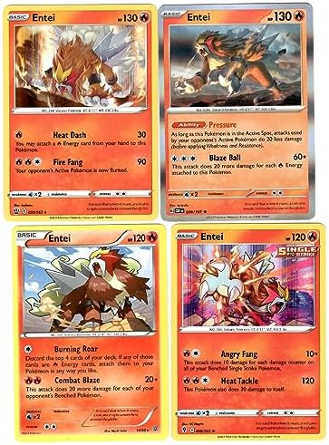 Pokemon - Entei Legendary Pokemon 4 Card Lot - Holo - 030197 - Obsidian Flames - 1498 -
