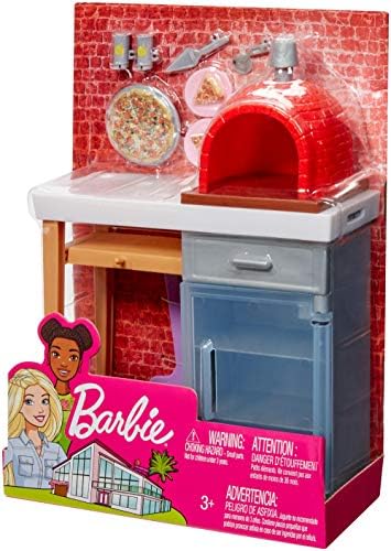 Barbie Outdoor Furniture Set with Brick Pizza Oven Plus Food and Serving Pieces