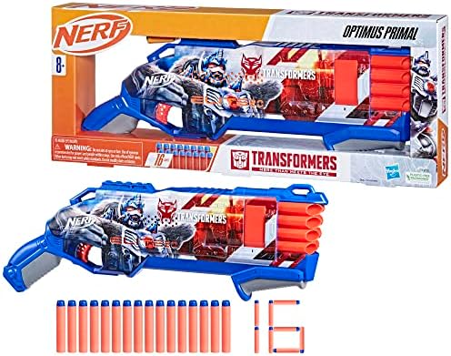 Nerf Transformers Optimus Primal Dart Blaster 16 Nerf Elite Darts Gifts for 8 Year Old