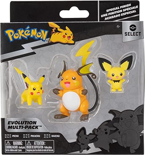 Pokemon Select Evolution 3 Pack - Features 2-Inch Pichu and Pikachu and 3-Inch Raichu