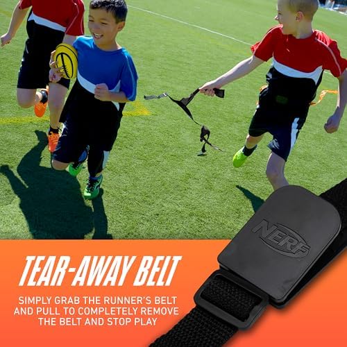 Nerf 10 Player Flag Football Belts Ball Set - Youth Flags Junior Foam Football for - Full