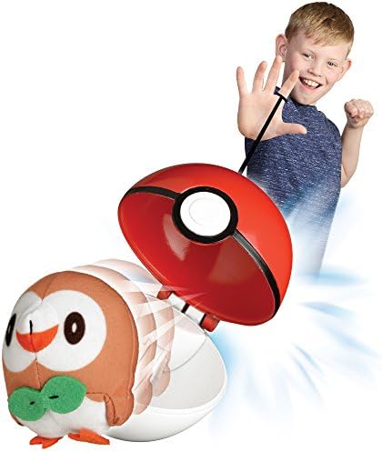Pokemon Pop Action Poke Launcher with Launching Mini Rowlet Plush Poke Ball 95082