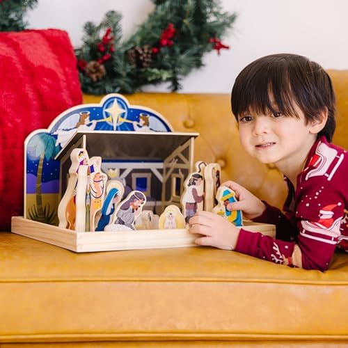 Melissa & Doug Melissa Doug Classic Wooden Christmas Nativity Set With 4-Piece Stable and