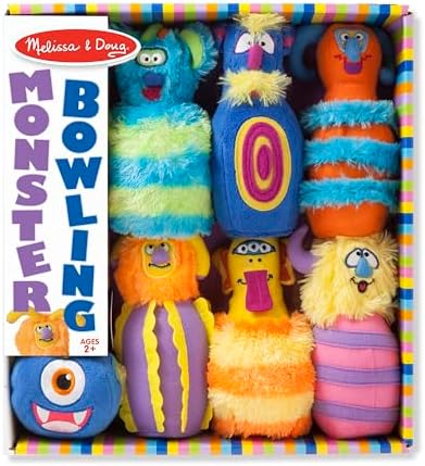 Melissa & Doug Melissa Doug Fuzzy Monster Bowling Pins and Ball With Mesh Storage Bag - 8 Pieces Toddler Plush