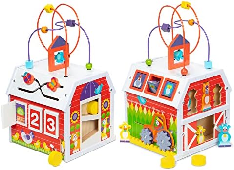 Melissa & Doug Melissa Doug First Play Slide Sort Roll Wooden Activity Barn