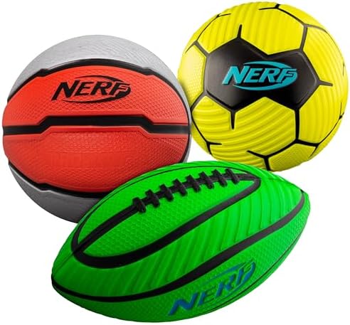 Nerf Mini Foam Sports Ball Set - Foam Football Soccer Ball Basketball Set Soft Foam