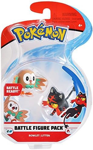 Pokemon 95002 2 Battle Action Figure Includes 2 Rowlet and 2 Litten Pack of 2