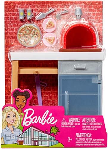 Barbie Outdoor Furniture Set with Brick Pizza Oven Plus Food and Serving Pieces