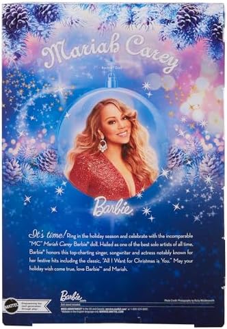 Barbie Signature Doll Mariah Carey Holiday in Red Glitter Gown with Silvery