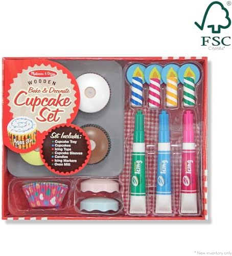 Melissa & Doug Melissa Doug Bake and Decorate Wooden Cupcake Play Food Set - FSC Certified