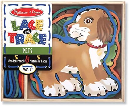 Melissa & Doug Melissa Doug Lace and Trace Activity Set Pets - 5 Wooden Panels and 5