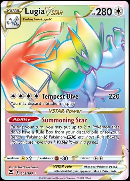 Pokemon Lugia Vstar 202195- Silver Tempest - Full Art Rainbow - Pokemon Secret Rare