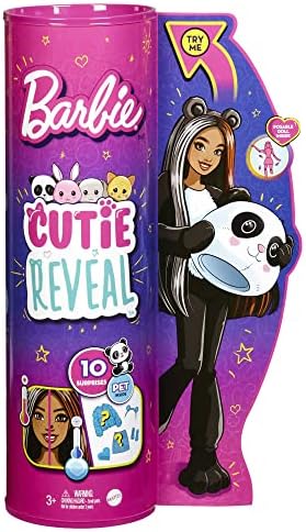 Barbie Cutie Reveal Doll Panda Plush Costume 10 Surprises Including Mini Pet Color Change