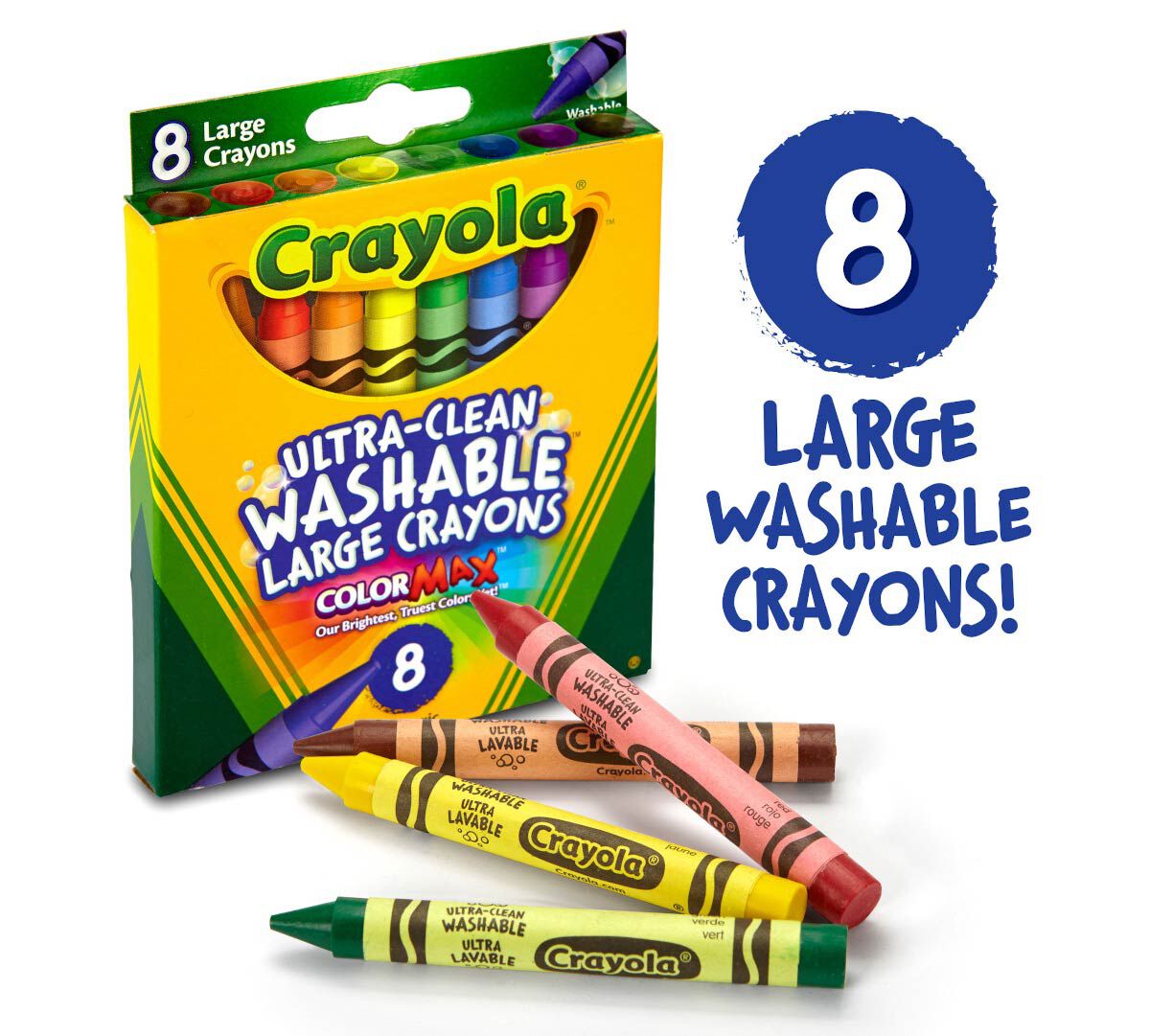 Crayola 8 Count Ultra Clean Washable Large Crayons Color Max (Pack of 3)