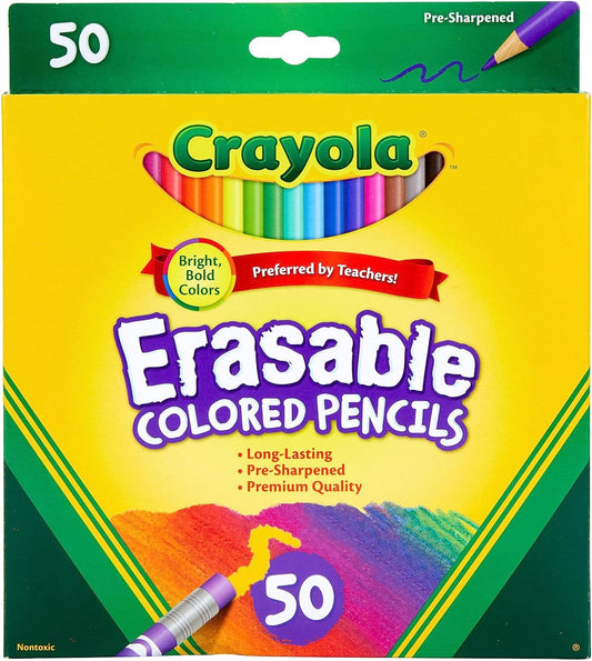 Crayola Erasable Colored Pencils (50ct), Bulk Colored Pencil Set