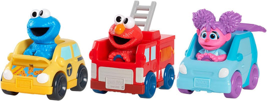 Just Play Sesame Street Twist and Pop Wheelies 3-Pack Preschool Toy Vehicle