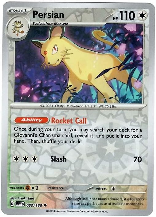 Pokemon - Persian 053165 - Pokemon 151 - Reverse Foil - Single Card