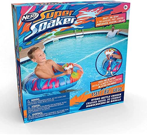 NERF Super Soaker Hydro Battle Ride-On Cruiser - Inflatable Pool Float with Pool-Fed Mega