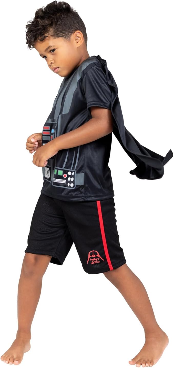 STAR WARS Darth Vader 3-Piece Costume Set: T-Shirt, Shorts & Cape (Size 6)