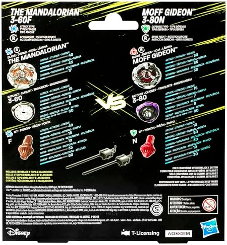 Hasbro Beyblade X and Star Wars Collab The Mandalorian 3-60F vs. Moff Gideon 3-80N
