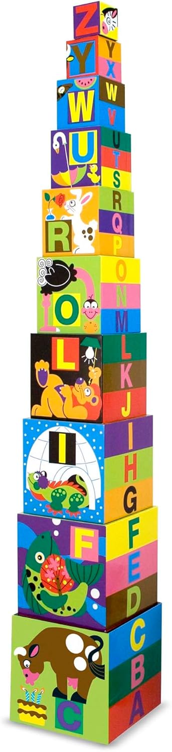 Melissa & Doug Melissa Doug Deluxe 10-Piece Alphabet Nesting and Stacking Blocks - FSC