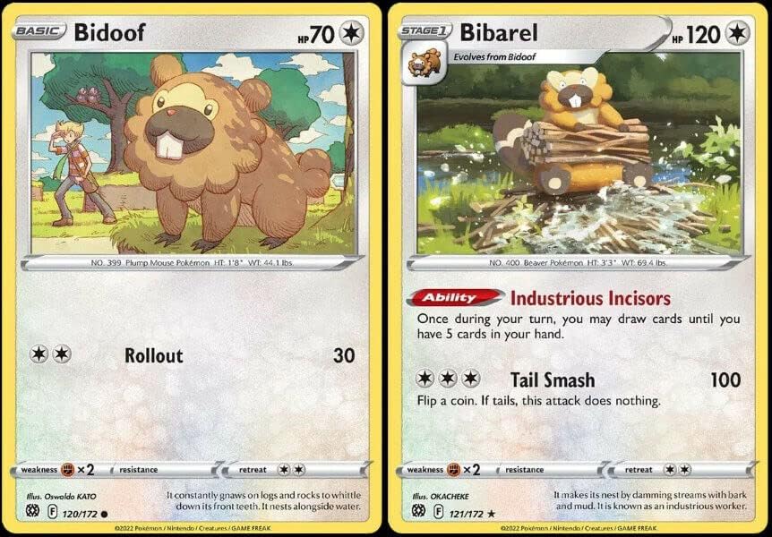 Pokemon Bibarel 121172 - Brilliant Stars - Rare - Pokemon Evolution 2 Card Lot
