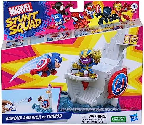 Hasbro Marvel Stunt Squad Captain America vs Thanos Tower Smash Playset