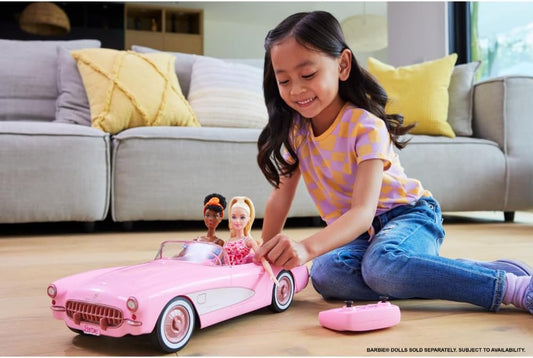 Barbie Hot Wheels RC Corvette from The Movie Full-Function Remote-Control Toy Car Holds 2 Doll