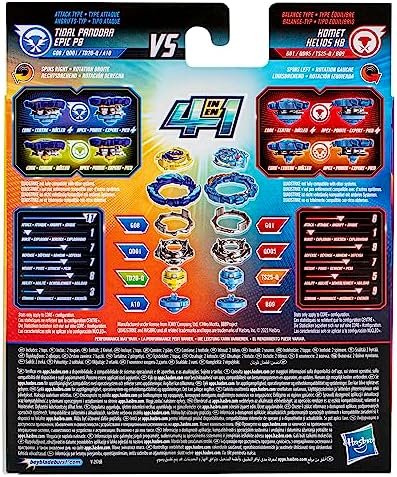 Hasbro Beyblade Burst QuadStrike Dual Pack 2-Pack Komet Helios H8 and Tidal Pandora Epic