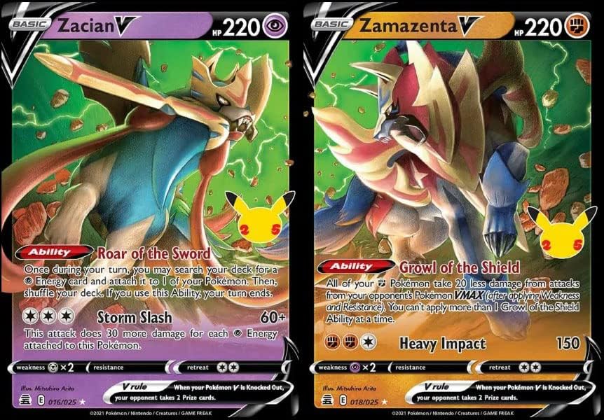 Pokemon Zacian V Zamazenta V - Pokemon Celebration Card Lot - Legendary Ultra Rare Holo
