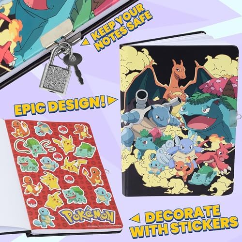 Pokemon Notebook Set for Teens Diary with Lock or Journal Pen Set Anime GiftsNotebookSet