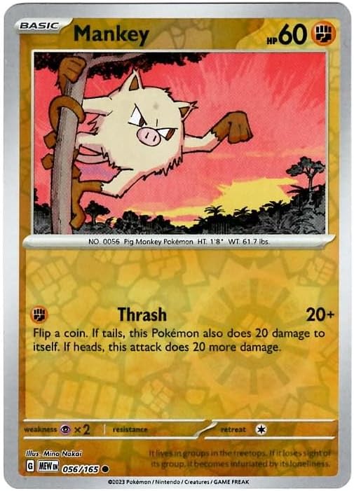 Pokemon - Mankey 056165 - Pokemon 151 - Reverse Foil - Single Card