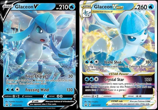 Pokemon Glaceon V Vstar - Pokemon Black Star Promo Set - 2 Card Lot SWSH196 SWSH197
