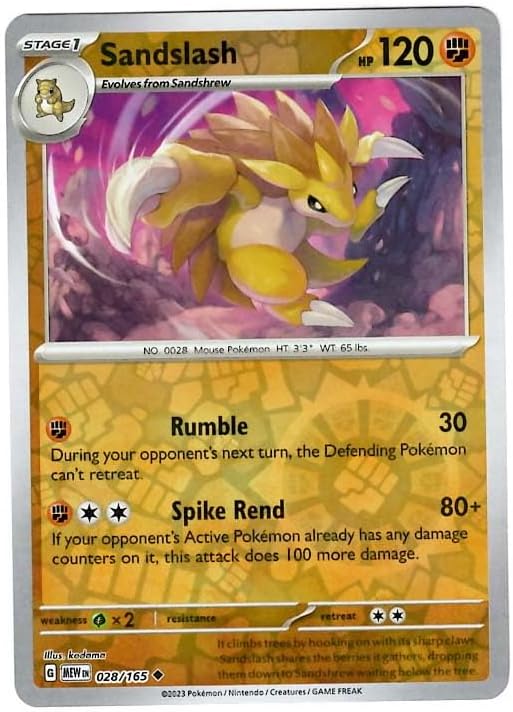 Pokemon - Sandslash 028165 - Pokemon 151 - Reverse Foil - Single Card