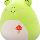Squishmallows Original 14-Inch Wendy Green Frog with Mushroom Embroidery - Official Jazwares Plush