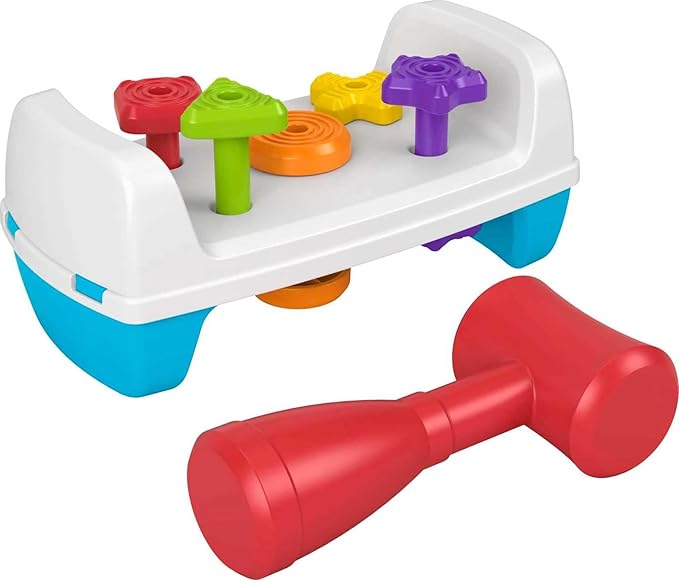 Fisher-Price Toddler Toy Tap Turn Bench Pretend Tools 2-Sided Construction Set