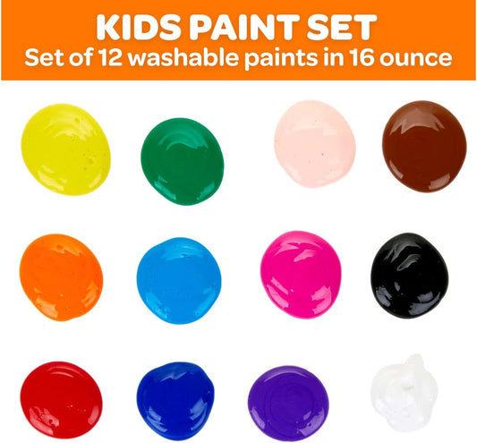 Crayola Washable Paint 12ct Bulk Paint Set for Nontoxic Paint Craft Supplies Teacher